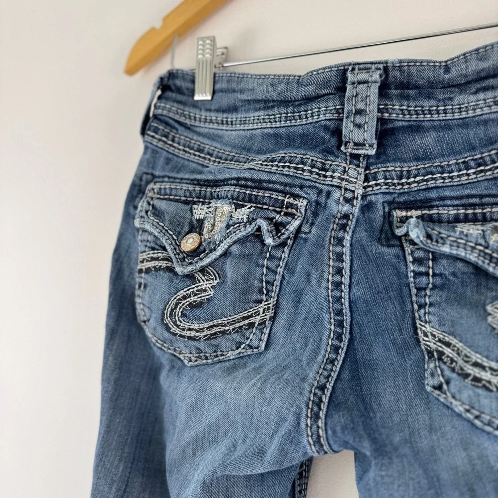 Silver Jeans Co Suki Flap 17 Bootcut‎ Jeans Medium Wash W29 L31 Thick Stitch